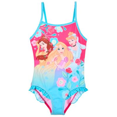 Disney Princesas Fato de banho para menina, design Belle cinderela e Rapunzel fato de banho de uma peça, natação infantil, tamanho 4 anos, azul Disney Princesas Fato de banho para menina, design Belle cinderela e Rapunzel fato de banho de uma peça, natação infantil, tamanho 4 anos, azul