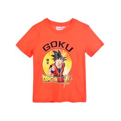 Dragon T-shirt para crianças, t-shirt clássica Goku de algodão macio de manga curta para crianças, tamanho 10 anos, laranja Dragon T-shirt para crianças, t-shirt clássica Goku de algodão macio de manga curta para crianças, tamanho 10 anos, laranja