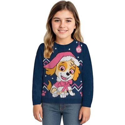 United Camisola de inverno para menina da patrulha Canina Skye Winter Strick camisola camisola Ugly Sweater azul/rosa, Multicolor United Camisola de inverno para menina da patrulha Canina Skye Winter Strick camisola camisola Ugly Sweater azul/rosa, Multicolor