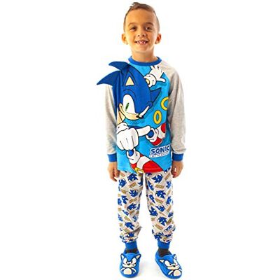 Sonic The Hedgehog Pijamas para Meninos Crianças Fantasia de Personagem Azul PJS, multicolorido Sonic The Hedgehog Pijamas para Meninos Crianças Fantasia de Personagem Azul PJS, multicolorido