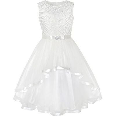Sunny Fashion Vestido para menina flor azul ajustado casamento festa dama de honra 4-12 anos Sunny Fashion Vestido para menina flor azul ajustado casamento festa dama de honra 4-12 anos