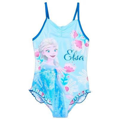 Disney Frozen Fato de banho para menina, fato de banho de uma peça, natação infantil design brilhante, tamanhos 4 a 8 anos, azul, 6 anos Disney Frozen Fato de banho para menina, fato de banho de uma peça, natação infantil design brilhante, tamanhos 4 a 8 anos, azul, 6 anos