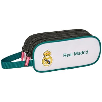 Safta REAL MADRID EQUIPAÇÃO 26/27 Estojo triplo com fecho de correr, ideal para crianças dos 5 aos 14 anos, confortável e versátil, qualidade e resistência, 21 x 7 x 8,5 cm Safta REAL MADRID EQUIPAÇÃO 26/27 Estojo triplo com fecho de correr, ideal para crianças dos 5 aos 14 anos, confortável e versátil, qualidade e resistência, 21 x 7 x 8,5 cm