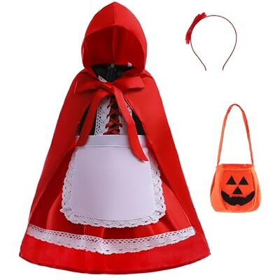 Lito Angels Fantasia de vestido de capuz vermelho com capa com capuz para meninas tamanho 10-11 anos, vermelho Lito Angels Fantasia de vestido de capuz vermelho com capa com capuz para meninas tamanho 10-11 anos, vermelho