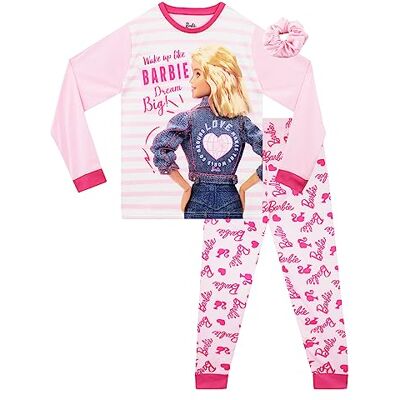 Barbie Pijama Menina Conjunto de Pijama de Verão e Scrunchie Merchandising Oficial, ROSA Barbie Pijama Menina Conjunto de Pijama de Verão e Scrunchie Merchandising Oficial, ROSA