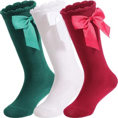 DRESHOW Meias até ao joelho para menina meias de vestir para menino pequeno meia com laço para bebé meias infantis de algodão, 5-7 anos DRESHOW Meias até ao joelho para menina meias de vestir para menino pequeno meia com laço para bebé meias infantis de algodão, 5-7 anos
