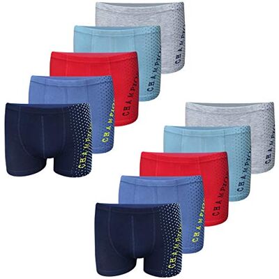 LOREZA 10 Cuecas boxer para crianças, algodão, modelo 1, pack de 10 14-15 anos LOREZA 10 Cuecas boxer para crianças, algodão, modelo 1, pack de 10 14-15 anos