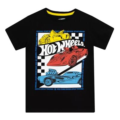 Hot Wheels T-shirt de manga curta para menino, Preto Hot Wheels T-shirt de manga curta para menino, Preto