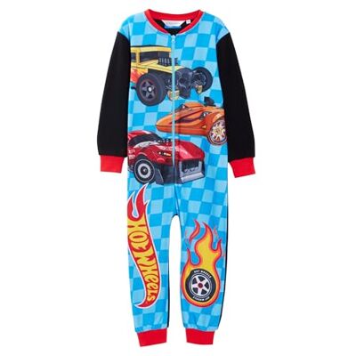 Hot Wheels Pijama de carro de corrida para crianças, roupa de dormir quente de forro polar tudo em um Hot Wheels Pijama de carro de corrida para crianças, roupa de dormir quente de forro polar tudo em um