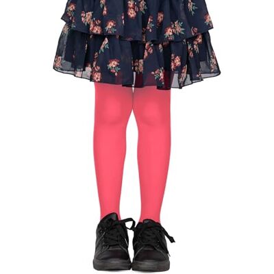 LORES Leggings lisas infantis, para balé, dança ou escola, 40 denier, opacas, fabricadas em Itália, Coral LORES Leggings lisas infantis, para balé, dança ou escola, 40 denier, opacas, fabricadas em Itália, Coral