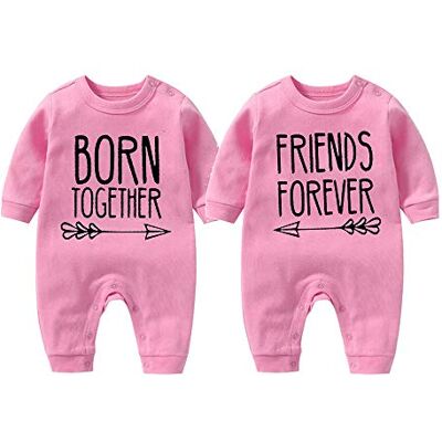 culbutomind Body para bebé abotoaduras Born Together Friends Forever divertido recém-nascido manga comprida roupa meninos meninas abotoaduras presentes culbutomind Body para bebé abotoaduras Born Together Friends Forever divertido recém-nascido manga comprida roupa meninos meninas abotoaduras presentes