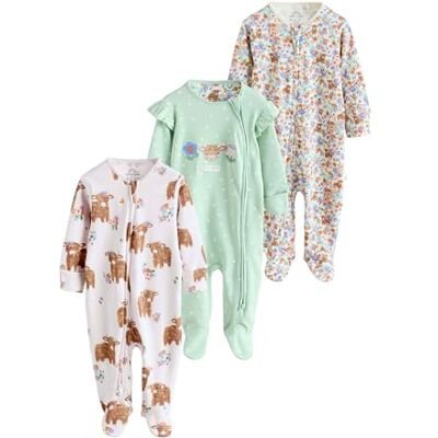 NEXT Bebés menina pacote de 3 pijamas tipo macacão com zíper bidirecional para bebé NEXT Bebés menina pacote de 3 pijamas tipo macacão com zíper bidirecional para bebé