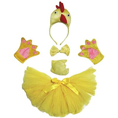 Petitebelle Fita de galinha, gravata-borboleta, cauda, luvas, tutu fantasia de menina de 1 a 10 anos (amarelo, 1-5 anos) Petitebelle Fita de galinha, gravata-borboleta, cauda, luvas, tutu fantasia de menina de 1 a 10 anos (amarelo, 1-5 anos)