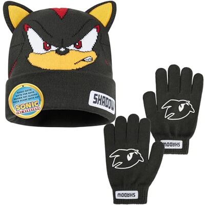 Get Trend SONIC THE HEDGEHOG Gorro e luvas de inverno para crianças, conjunto para menina menino 4-12 anos com orelhas 3D bordado, presente Gamer, Sombra cinzenta Get Trend SONIC THE HEDGEHOG Gorro e luvas de inverno para crianças, conjunto para menina menino 4-12 anos com orelhas 3D bordado, presente Gamer, Sombra cinzenta