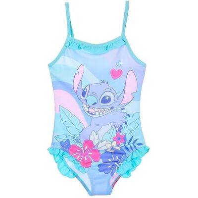 Disney Stitch Fato de banho para menina, arco-íris fato de banho de uma peça, natação infantil, tamanhos 3 a 8 anos, azul, 6 anos Disney Stitch Fato de banho para menina, arco-íris fato de banho de uma peça, natação infantil, tamanhos 3 a 8 anos, azul, 6 anos