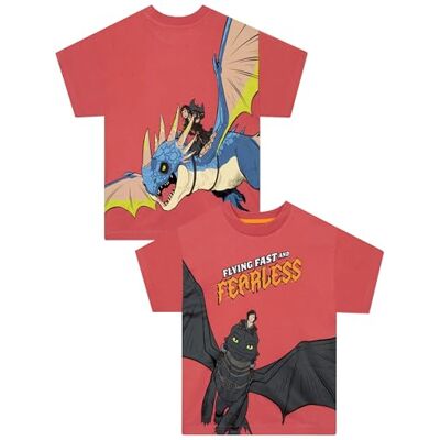 Dragon T-shirt para crianças, t-shirt de desdentao, roupa de verão para crianças, top algodão, Vermelho, 8-9 anos Dragon T-shirt para crianças, t-shirt de desdentao, roupa de verão para crianças, top algodão, Vermelho, 8-9 anos
