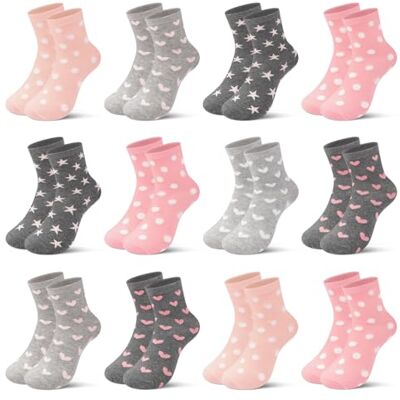 Libella 10/12 pares de meias de verão lindas e divertidas com corações, listras e pontos vistosos 2108VA Libella 10/12 pares de meias de verão lindas e divertidas com corações, listras e pontos vistosos 2108VA