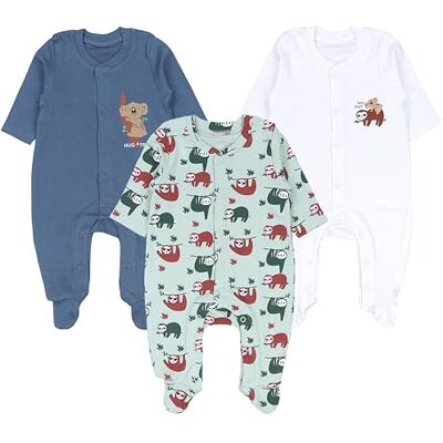 TupTam Macacão de bebé para crianças, manga comprida, embalagem de 3 unidades, Koala preguiçoso cinzento branco TupTam Macacão de bebé para crianças, manga comprida, embalagem de 3 unidades, Koala preguiçoso cinzento branco
