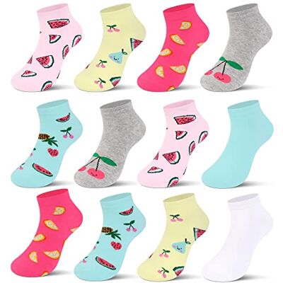 Libella 10/12 pares de meias de verão adoráveis, meias divertidas e ocasionais com corações, listras e pontos vistosos 2108VA Libella 10/12 pares de meias de verão adoráveis, meias divertidas e ocasionais com corações, listras e pontos vistosos 2108VA