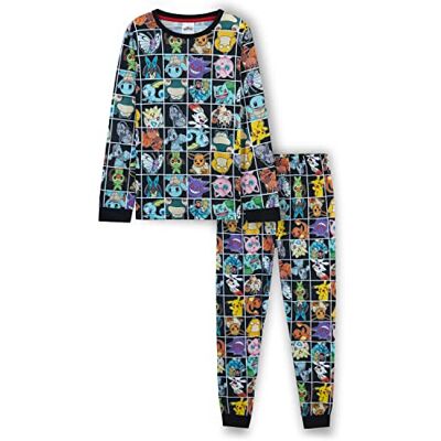Pokémon Pijama infantil inverno pijama Pikachu menino com t-shirt infantil manga comprida e calças roupa de dormir infantil presentes para crianças, Preto Aop Pokémon Pijama infantil inverno pijama Pikachu menino com t-shirt infantil manga comprida e calças roupa de dormir infantil presentes para crianças, Preto Aop