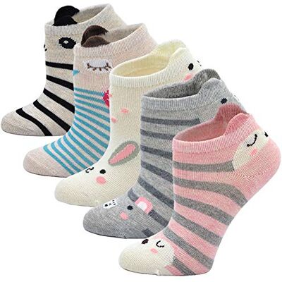 PUTUO Meias de Algodão para Meninas de Natal Meias de Animais, Meias de Inverno Lindas para Meninas Meias Divertidas Ocasionais, 2-11 anos, 5 pares, Multicolorido 1 PUTUO Meias de Algodão para Meninas de Natal Meias de Animais, Meias de Inverno Lindas para Meninas Meias Divertidas Ocasionais, 2-11 anos, 5 pares, Multicolorido 1