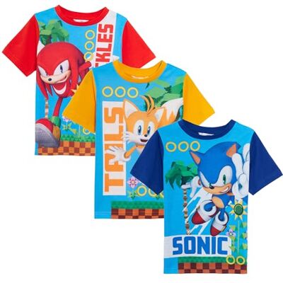 Sonic The Hedgehog Pacote de 3 camisolas para crianças, embalagem de 3 anos, 5-6 anos Sonic The Hedgehog Pacote de 3 camisolas para crianças, embalagem de 3 anos, 5-6 anos
