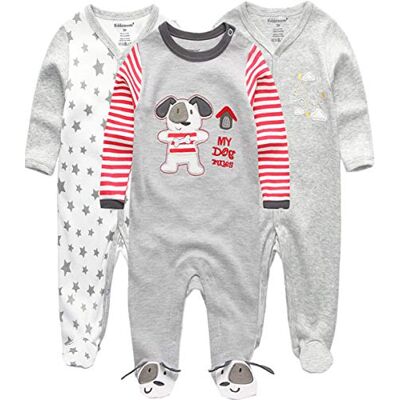 Kiddiezoom Baby Boys Pack de 3 bodies de manga curta ecológicos para bebés, 3-6 meses Kiddiezoom Baby Boys Pack de 3 bodies de manga curta ecológicos para bebés, 3-6 meses