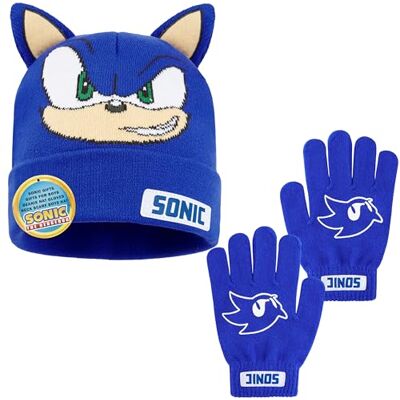 Get Trend SONIC THE HEDGEHOG Gorro e luvas de inverno para crianças, conjunto para menina menino de 4 a 12 anos com orelhas 3D bordado, presente Gamer (4-12 anos, azul SONIC, 2) Get Trend SONIC THE HEDGEHOG Gorro e luvas de inverno para crianças, conjunto para menina menino de 4 a 12 anos com orelhas 3D bordado, presente Gamer (4-12 anos, azul SONIC, 2)