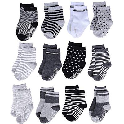 YANWANG 12 pares de meias de algodão antiderrapantes com aderência para bebés e crianças pequenas, 3#estrela, 3-5 anos YANWANG 12 pares de meias de algodão antiderrapantes com aderência para bebés e crianças pequenas, 3#estrela, 3-5 anos