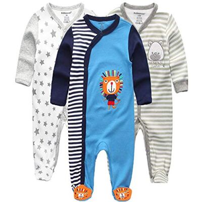Kiddiezoom Pacote de 3 macacões para bebé e menina Kiddiezoom Pacote de 3 macacões para bebé e menina