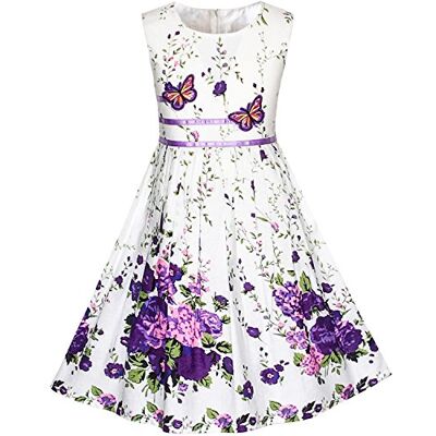 Sunny Fashion Vestido para menina Roxo Rosa Flor Gravata Borboleta Festa crianças Sol 4-12 anos, Branco púrpura Sunny Fashion Vestido para menina Roxo Rosa Flor Gravata Borboleta Festa crianças Sol 4-12 anos, Branco púrpura