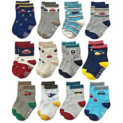 YANWANG 12 pares de meias de algodão antiderrapantes com aderência para bebés e crianças pequenas (1# carro, 3-5 anos) YANWANG 12 pares de meias de algodão antiderrapantes com aderência para bebés e crianças pequenas (1# carro, 3-5 anos)