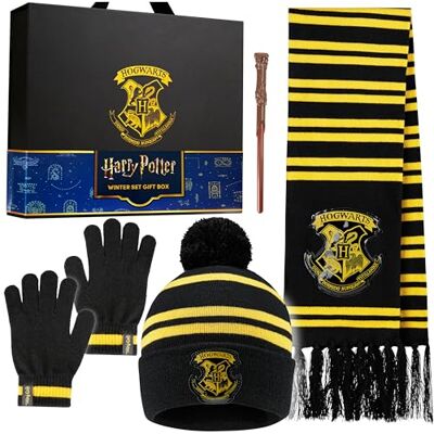 HARRY POTTER Conjunto menina inverno 4 peças Hogwarts com gorros e cachecóis luvas para frio caneta varinha, presentes crianças HARRY POTTER Conjunto menina inverno 4 peças Hogwarts com gorros e cachecóis luvas para frio caneta varinha, presentes crianças