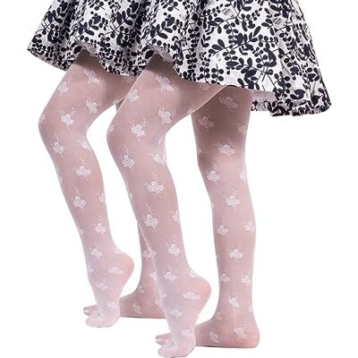 CALZITALY PACK 1 ou 2 pares Meias estampadas de flores para menina, bolinhas de renda com flores para menina 2 a 14 anos branco 25 Den Made in Italy, Branco e ouro CALZITALY PACK 1 ou 2 pares Meias estampadas de flores para menina, bolinhas de renda com flores para menina 2 a 14 anos branco 25 Den Made in Italy, Branco e ouro