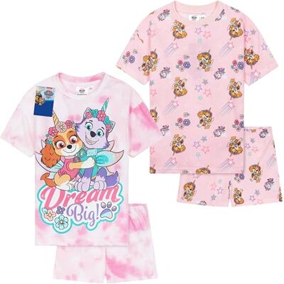 Paw Patrol Pijamas para Meninas 2 Pack Pijama Curto Menina Skye Everest Fantasia Verão Confortável e Respirável Presentes para Crianças, ROSA Paw Patrol Pijamas para Meninas 2 Pack Pijama Curto Menina Skye Everest Fantasia Verão Confortável e Respirável Presentes para Crianças, ROSA