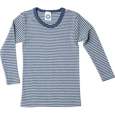 Cosilana , T-shirt interior de manga comprida para crianças, 70% lã (KBT), 30% seda, Marinha natureza Ringel Cosilana , T-shirt interior de manga comprida para crianças, 70% lã (KBT), 30% seda, Marinha natureza Ringel
