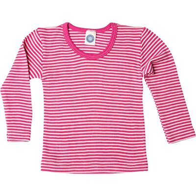 Cosilana , T-shirt interior de manga comprida para crianças, 70% lã (KBT), 30% seda, Geringelt Pep-rosa 130 Cosilana , T-shirt interior de manga comprida para crianças, 70% lã (KBT), 30% seda, Geringelt Pep-rosa 130
