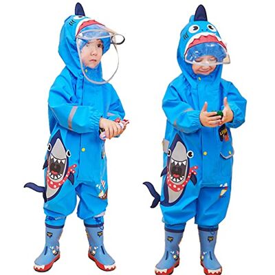 JinBei Capa de chuva crianças e meninas impermeável poncho de chuva siamesa com capuz desenhos 3D animados contra vento e chuva ao ar livre, respirável ecológico refletor capa roupa 1-8 anos JinBei Capa de chuva crianças e meninas impermeável poncho de chuva siamesa com capuz desenhos 3D animados contra vento e chuva ao ar livre, respirável ecológico refletor capa roupa 1-8 anos