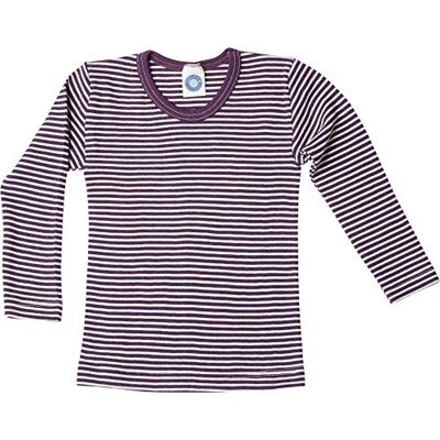 Cosilana , T-shirt interior de manga comprida para crianças, 70% lã (KBT), 30% seda, Ameixas às riscas. Cosilana , T-shirt interior de manga comprida para crianças, 70% lã (KBT), 30% seda, Ameixas às riscas.
