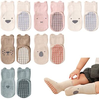 Adorel Meias Antiderrapantes para Bebés e Crianças Lote de 6, 1-3 anos Adorel Meias Antiderrapantes para Bebés e Crianças Lote de 6, 1-3 anos
