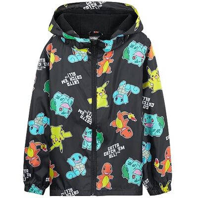 Pokémon Capa de chuva para menino casaco impermeável criança roupa criança chuva casaco entretempo Rainwear crianças 4-14 anos, Preto Aop Pokémon Capa de chuva para menino casaco impermeável criança roupa criança chuva casaco entretempo Rainwear crianças 4-14 anos, Preto Aop