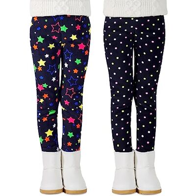 Adorel Leggings Térmico com Forro Polar para Menina, Pack de 2 Adorel Leggings Térmico com Forro Polar para Menina, Pack de 2