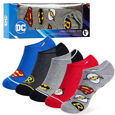 DC Comics Meias invisíveis menino e adolescente, conjunto de 5 meias divertidas com desenhos de super-heróis, 35-39 UE (30-35, multicolor) DC Comics Meias invisíveis menino e adolescente, conjunto de 5 meias divertidas com desenhos de super-heróis, 35-39 UE (30-35, multicolor)