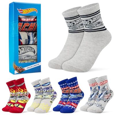 Hot Wheels Meias respiráveis de pantorrilha para criança Pack de 5, multi, 3-5 anos Hot Wheels Meias respiráveis de pantorrilha para criança Pack de 5, multi, 3-5 anos