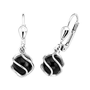 amor Brincos femininos em prata de lei 925 com zircões sintéticas. Entregue em caixa de presente., Prata esterlina, Ônix amor Brincos femininos em prata de lei 925 com zircões sintéticas. Entregue em caixa de presente., Prata esterlina, Ônix