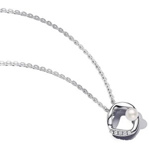 PANDORA Coleção Essence de prata esterlina com pérolas brancas cultivadas em água doce tratadas, tamanho 45 PANDORA Coleção Essence de prata esterlina com pérolas brancas cultivadas em água doce tratadas, tamanho 45