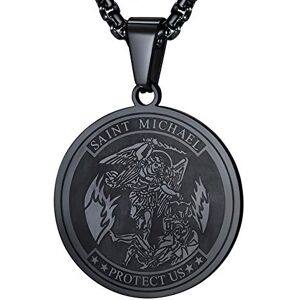 FaithHeart Colar San Miguel Arcanjo pendente chapa homem personalizado aço inoxidável 316L talismã proteção joalharia religiosa cristã amuleto família, 55, Metal, Sem Pedra Preciosa FaithHeart Colar San Miguel Arcanjo pendente chapa homem personalizado aço inoxidável 316L talismã proteção joalharia religiosa cristã amuleto família, 55, Metal, Sem Pedra Preciosa