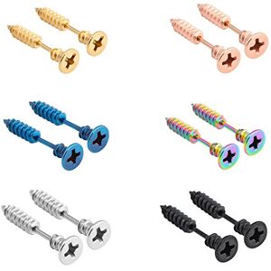 Epoch World 6 pares de brincos de aço inoxidável para homem mulher brincos de prata preto ouro brincos parafuso hipoalergénico Piercing Epoch World 6 pares de brincos de aço inoxidável para homem mulher brincos de prata preto ouro brincos parafuso hipoalergénico Piercing