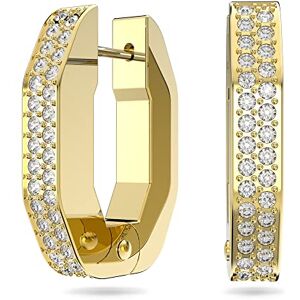 Swarovski Brincos de aro pequenos extera octogonal para mulher, brincos com cristais, tom de banho ouro, coleção extera Swarovski Brincos de aro pequenos extera octogonal para mulher, brincos com cristais, tom de banho ouro, coleção extera