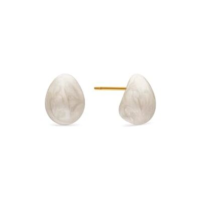 SINGULARU Brincos de mulher em forma de gota de enamel em liga branca de Brincos de aço banhado a ouro de 18 kt ideais para o dia a dia com verniz branco com efeito nacarado. SINGULARU Brincos de mulher em forma de gota de enamel em liga branca de Brincos de aço banhado a ouro de 18 kt ideais para o dia a dia com verniz branco com efeito nacarado.